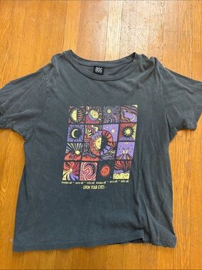 BDG Black Graphic Tee with Purple, Yellow and Red Celestial Panels